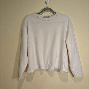 ZARA Cream Drop Shoulder Knit Sweater – Size M